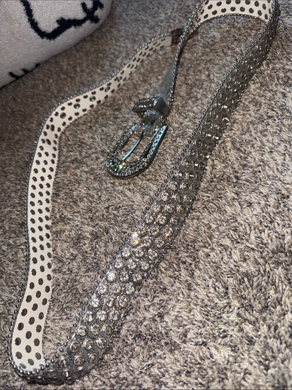 Crystal-Embellished Women’s Belt - Silver